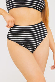 Control Crinkle Stripe High Waisted Bikini Bottom