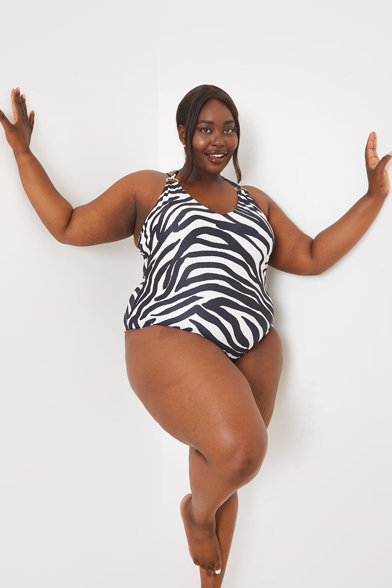 Control Printed Ring Detail Swimsuit