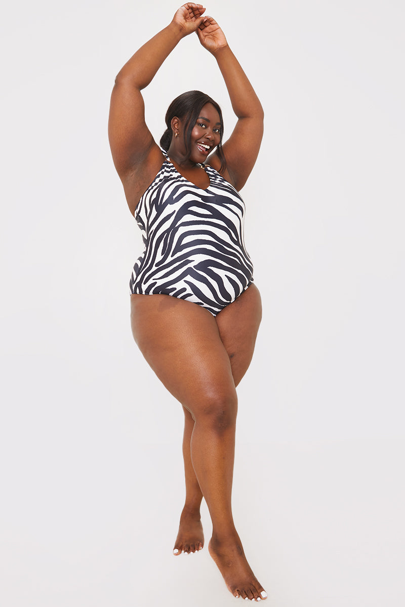 Control Printed Ring Detail Swimsuit