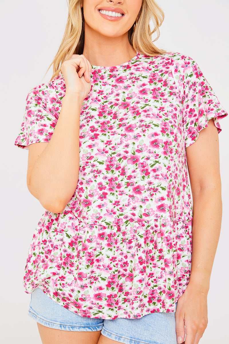 Sustainable Floral Peplum Top