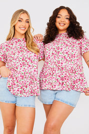 Sustainable Floral Peplum Top