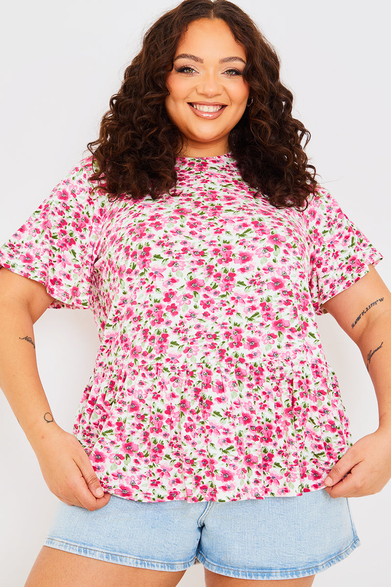Sustainable Floral Peplum Top