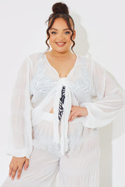 Crinkle Tie Front Blouse