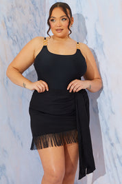 Tie Skirt With Fringing