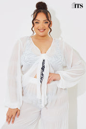 Crinkle Tie Front Blouse