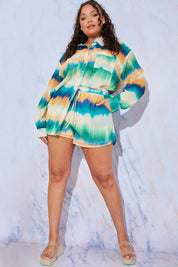 Ombre Print Chiffon Shorts