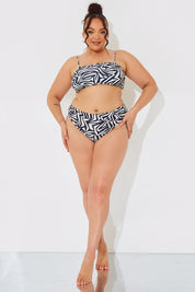 Sculpt and Control Abstract Print Bandeau Bikini Top
