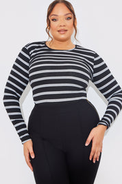 Striped Ribbed Long Sleeve Top