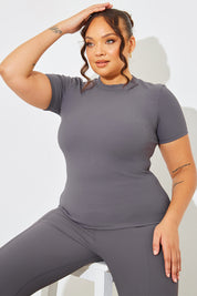 Crew Neck Short Sleeve Rib Top