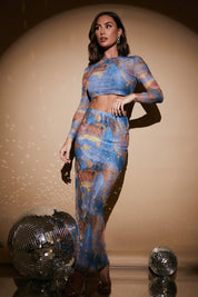 Marble Print Long Sleeve Co-Ord Top