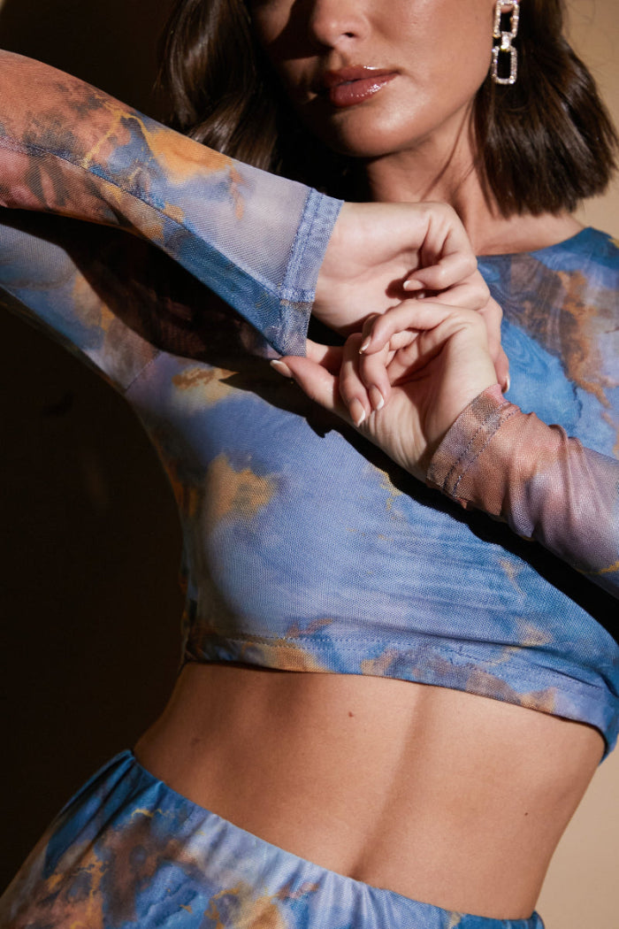 Marble Print Long Sleeve Co-Ord Top