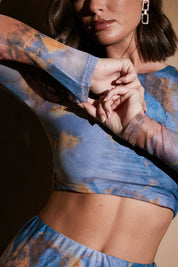 Marble Print Long Sleeve Co-Ord Top