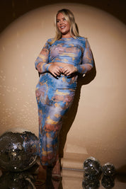 Marble Print Long Sleeve Co-Ord Top