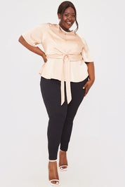 Knot Front Satin Blouse