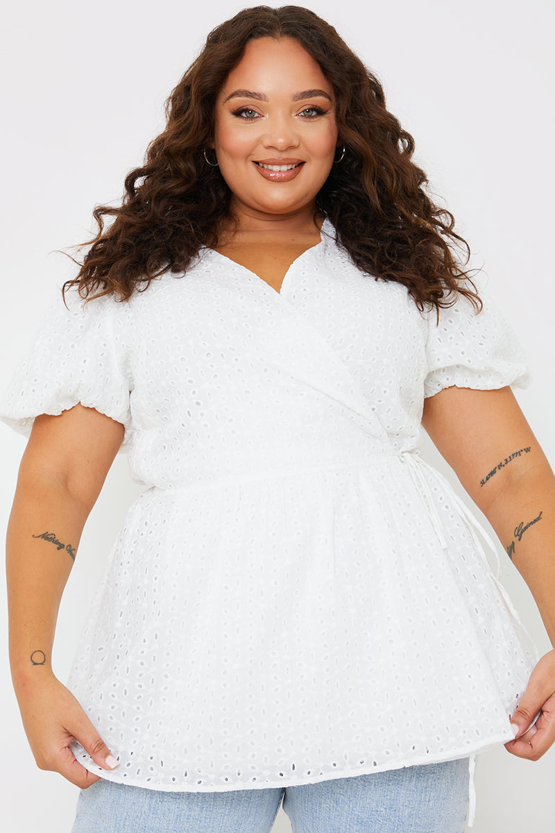 Wrap Front Broderie Top