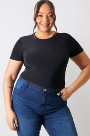 Short Sleeve Double Layer Slinky Bodysuit
