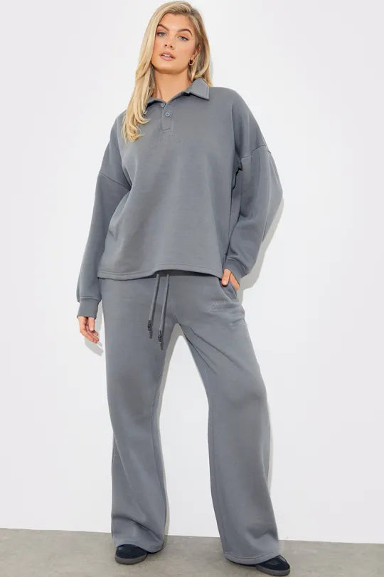 Collared Button Up Jersey Sweatshirt