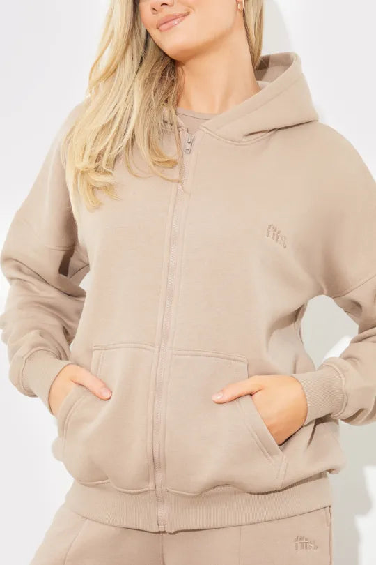 Embroidered Zip Up Jersey Jacket