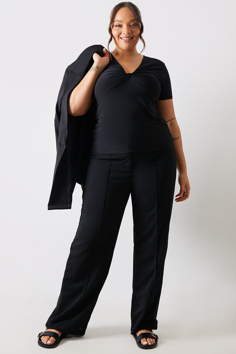 Slinky Twist Front Short Sleeve TopÂ