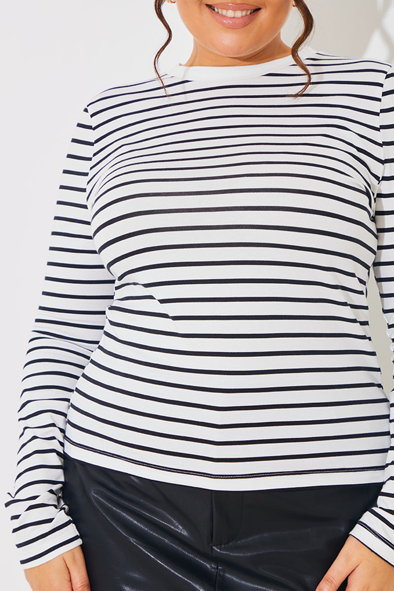 Stripe Cotton Long Sleeve T-Shirt