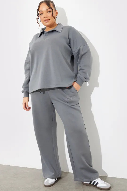 Collared Button Up Jersey Sweatshirt