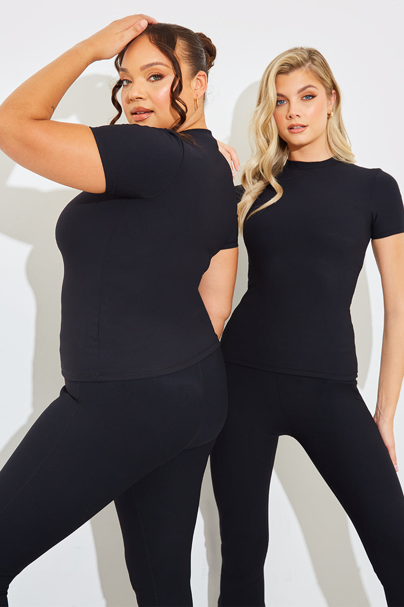 Crew Neck Short Sleeve Rib Top