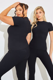 Crew Neck Short Sleeve Rib Top