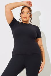 Crew Neck Short Sleeve Rib Top