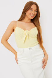 Textured Knot Detail Strappy Bodysuit