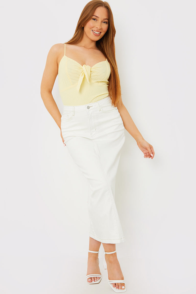 Textured Knot Detail Strappy Bodysuit
