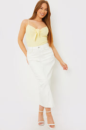 Textured Knot Detail Strappy Bodysuit