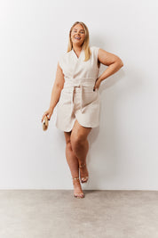 Structured Pocket Detail Belted Mini Dress