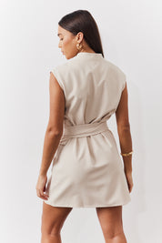 Structured Pocket Detail Belted Mini Dress