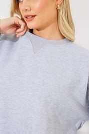 Marl Crew Neck Fleeceback Sweater