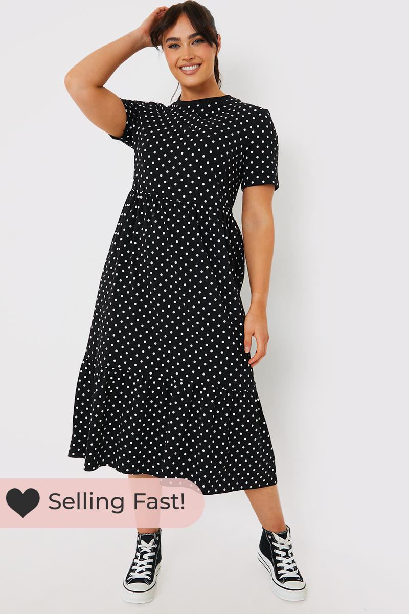 Polka Dot Smock Midaxi T Shirt Dress