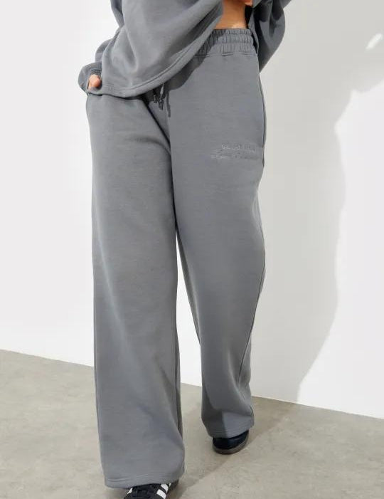 Jersey Emroidered Wide Leg Jogger
