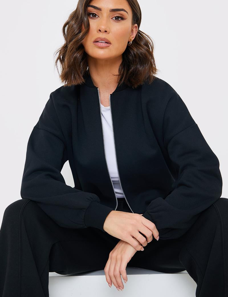 Zip Up Bomber Style Sweater
