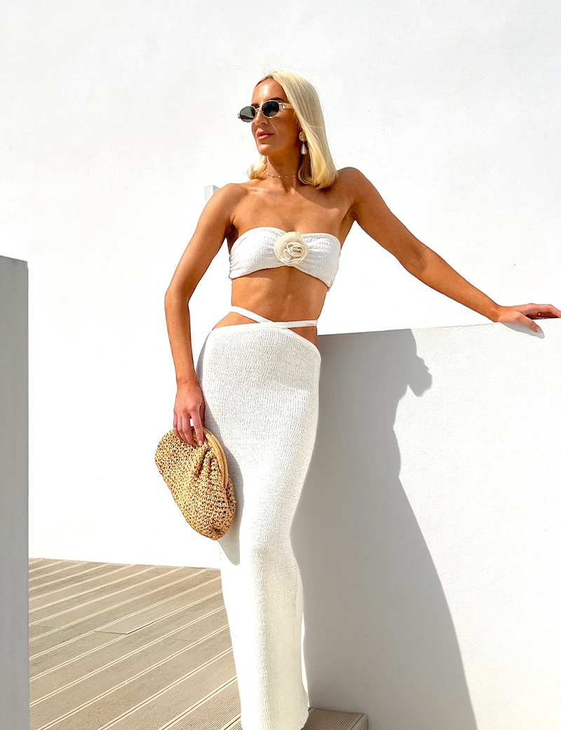Cross Front Knit Maxi Skirt