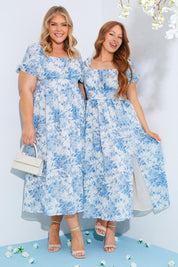 Printed Milkmaid Midi Dress