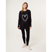 Heart Diamante Oversized Jumper