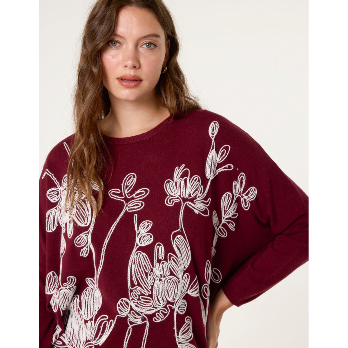 Embroidered Round Neck Jumper