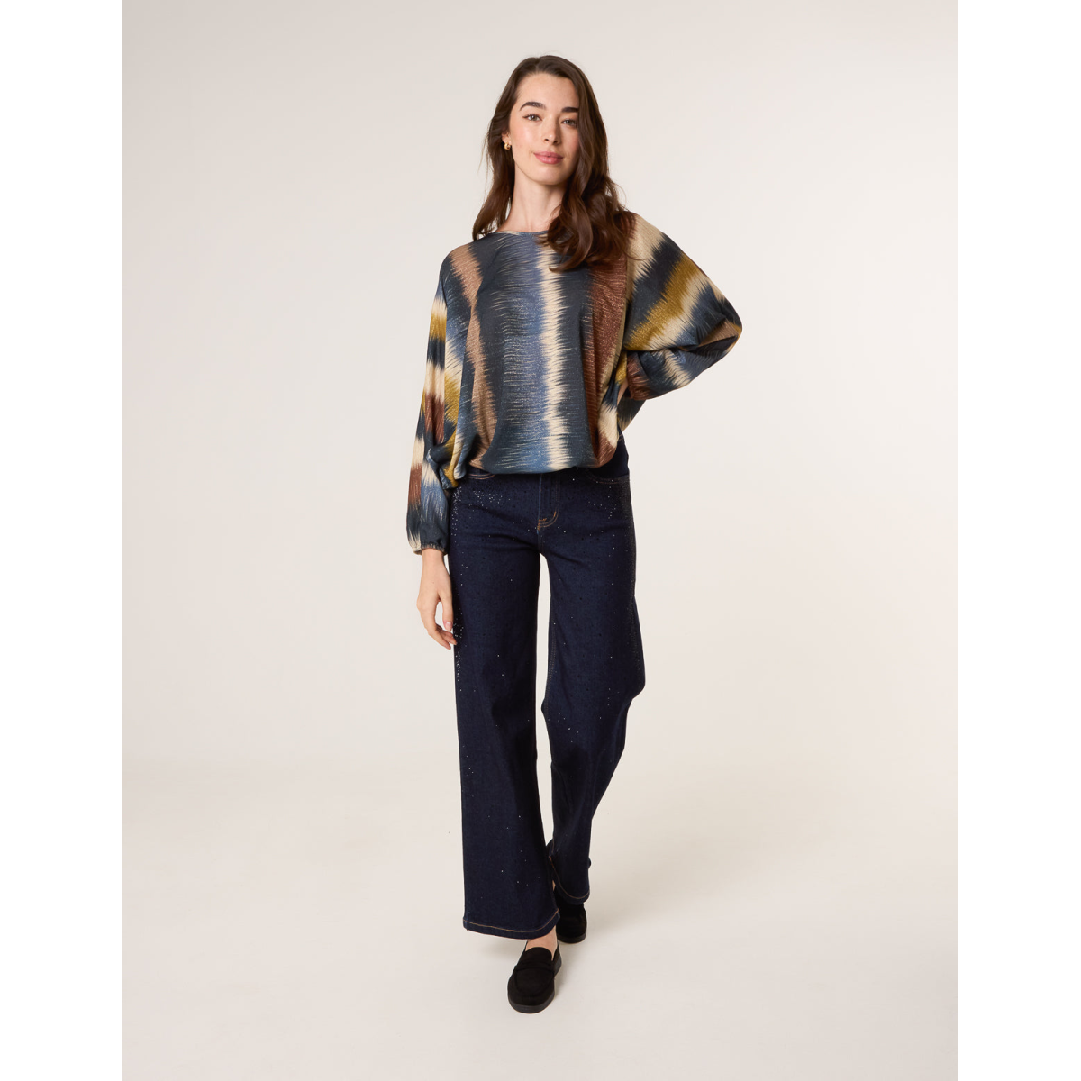 Printed Round Neck Long Sleeve Top