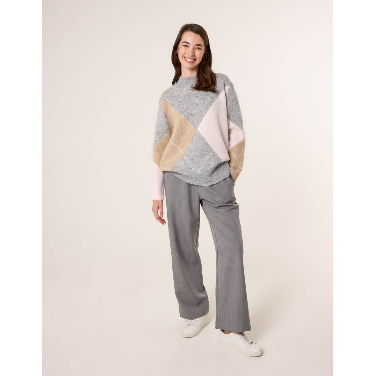 Argyle Knitted Crew Neck Jumper