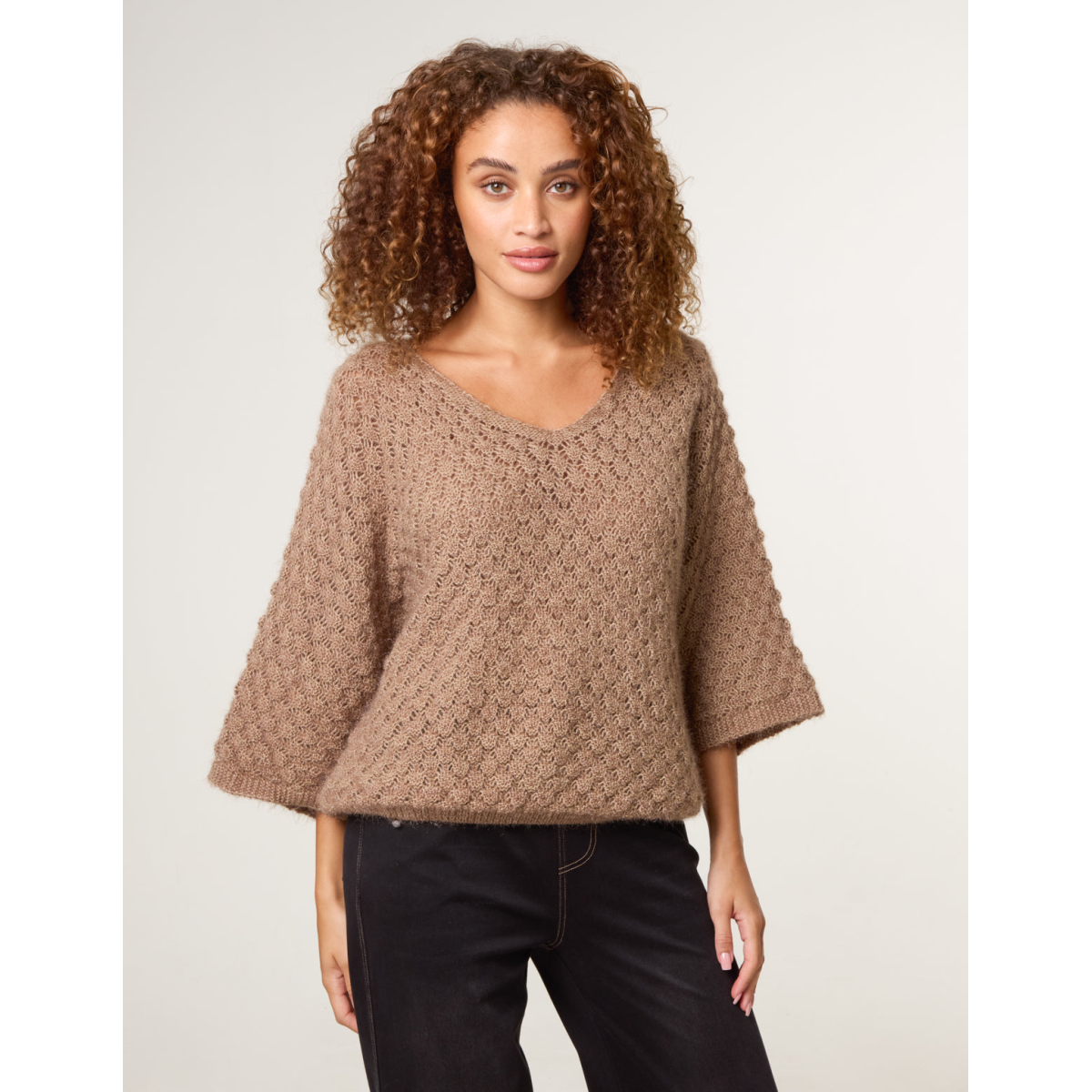 Pointelle Knit Batwing Jumper