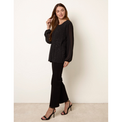 Rhinestone Pleated Chiffon Top