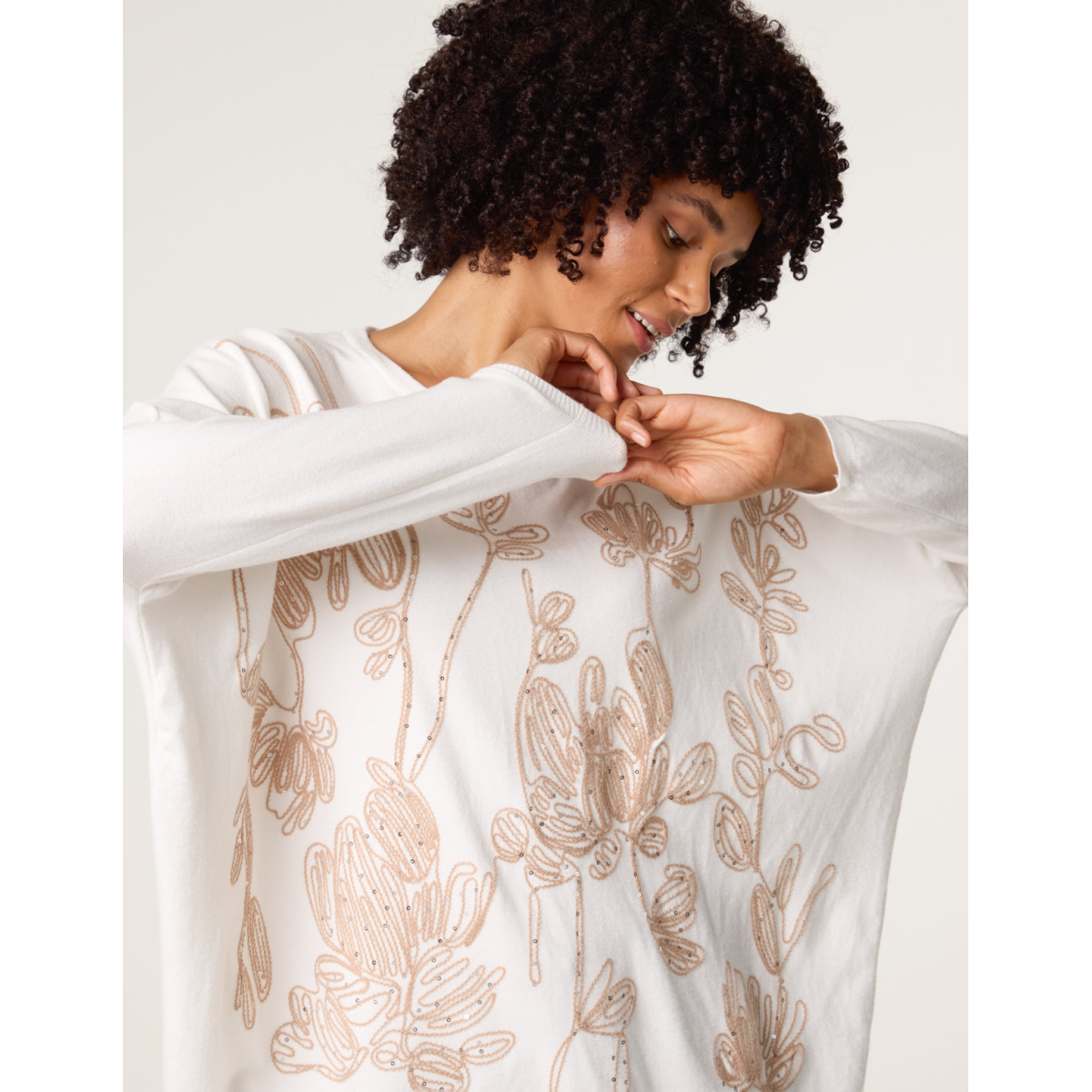 Embroidered Round Neck Jumper