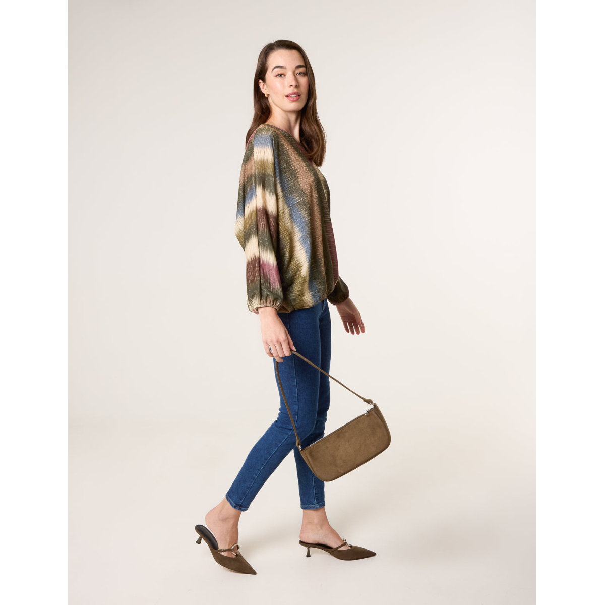 Printed Round Neck Long Sleeve Top