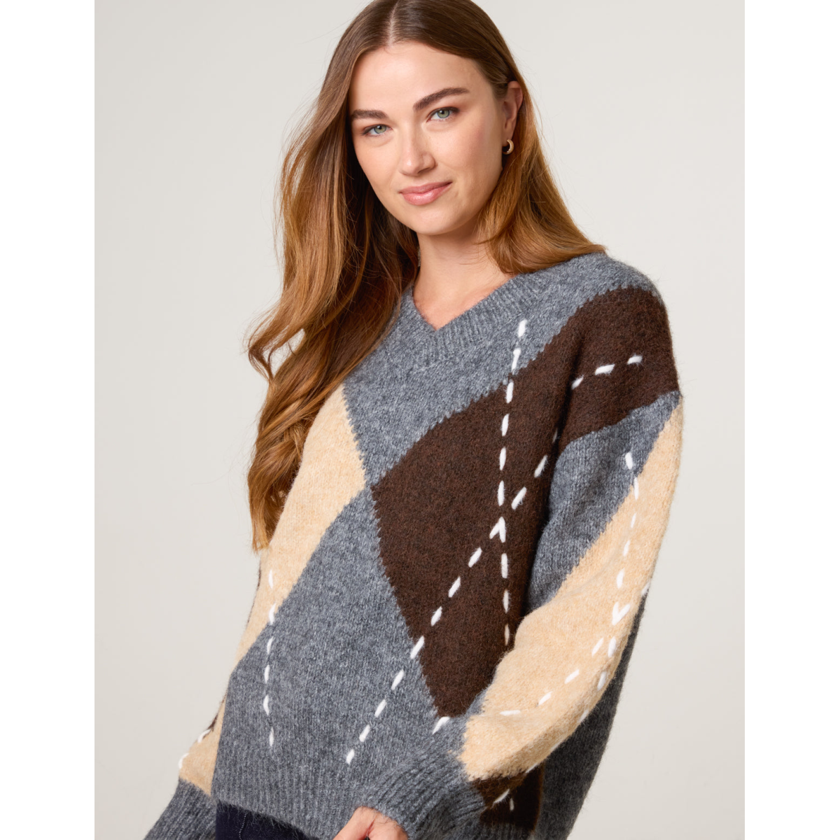 Argyle Knitted Patterned Jumper