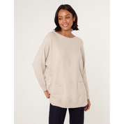 Pocket Slash Scoop Neck Jumper