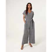 Metallic V Neck Jumpsuit